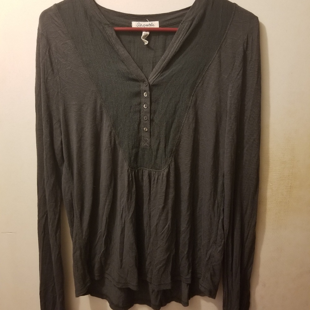 Aeropostale Dark Gray Long Sleeved Top, V neck